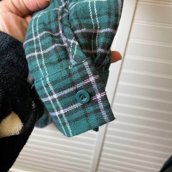 NWT L.I.F.E. Love is for Eternity Plaid Flannel Hi-Low Tie Back Top Size M - Picture 6 of 9